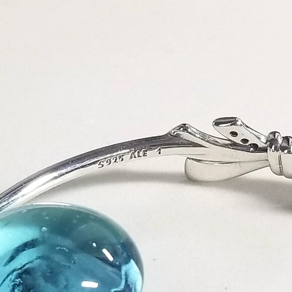 Authentic Pandora Sterling Silver Brilliant Bow Bangle Bolo Bracelet CZ Stones - Picture 2 of 5